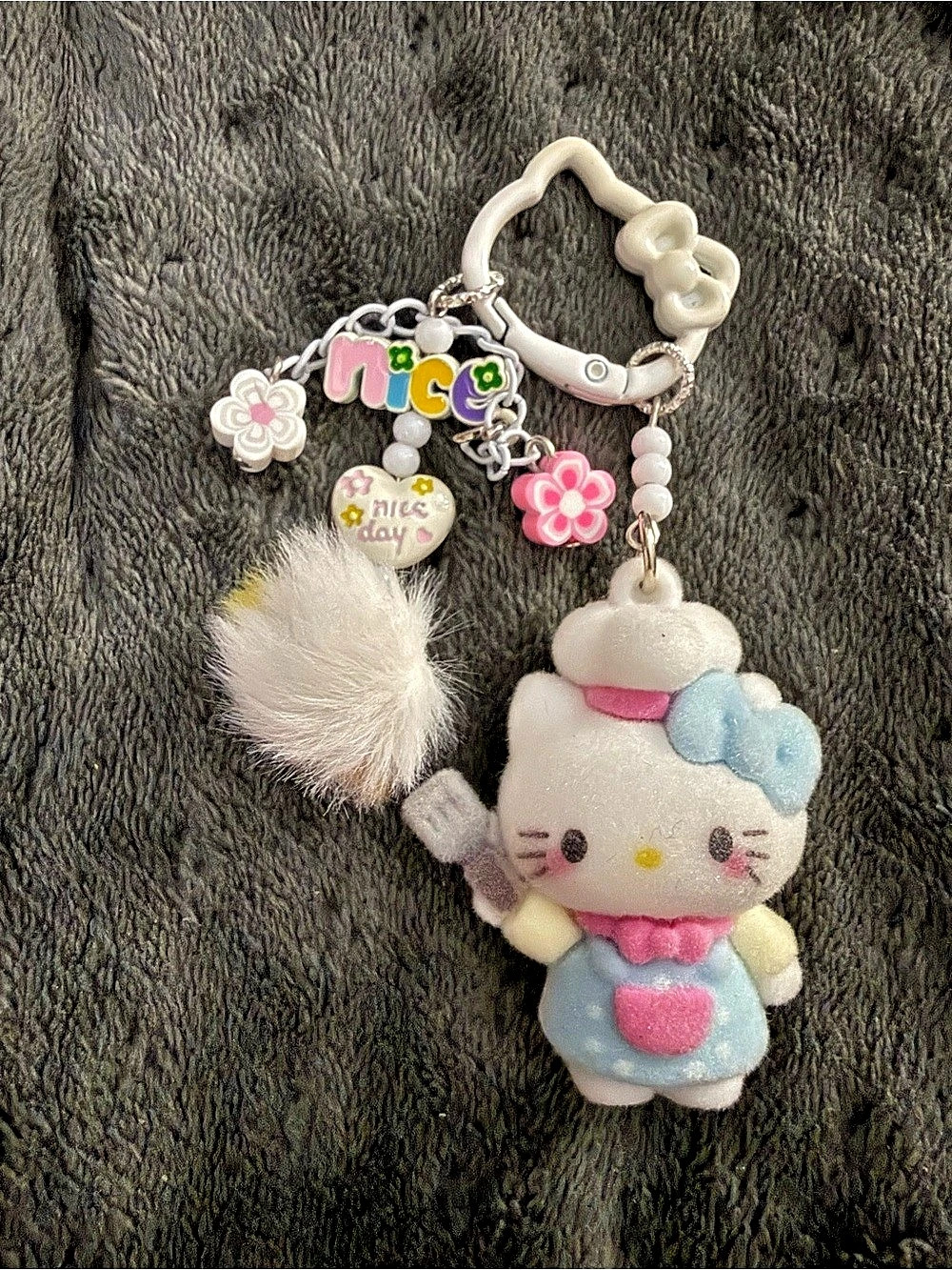 Hello Kitty Charm Keychain in Blue & Pink